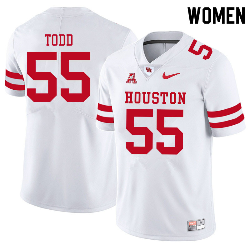 Women #55 Chayse Todd Houston Cougars College Football Jerseys Sale-White - Click Image to Close